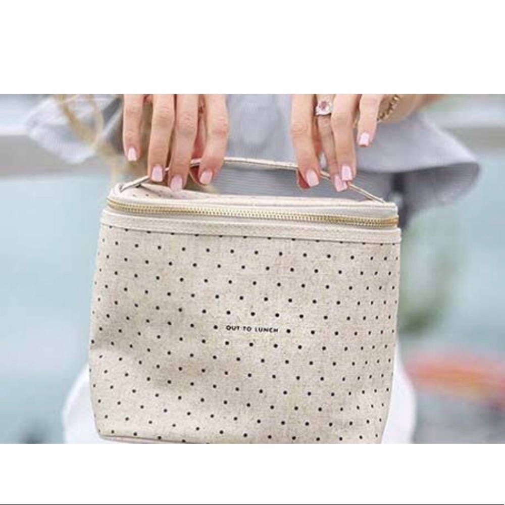 Kate Spade "Out to Lunch"  Tote Canvas Lunch Bag in Polka Dots